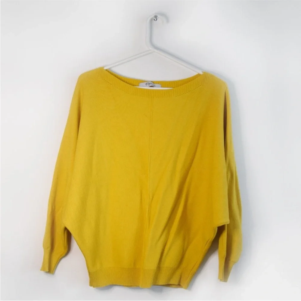 Yellow Women's Sweater with Dolman Sleeves - Picture 2 of 3